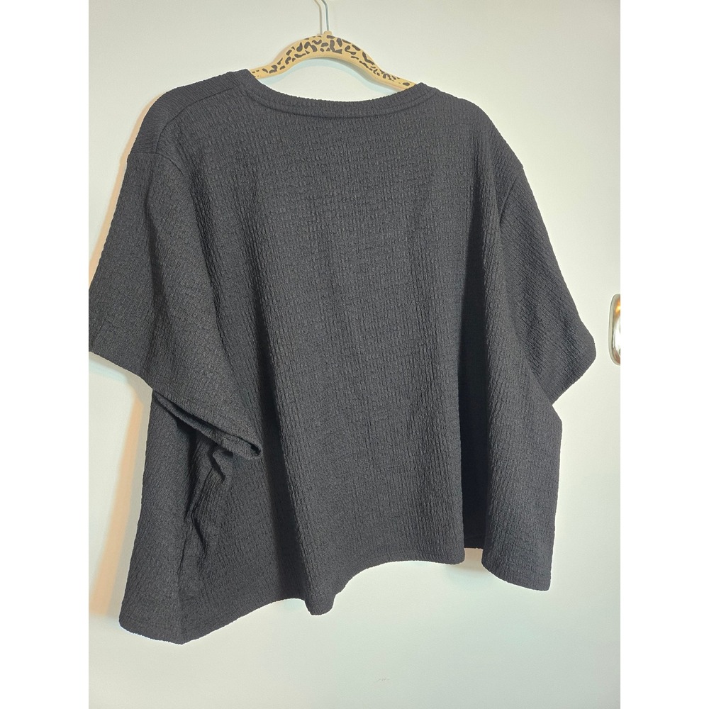 Nina Parker x Macys Womens 4X Black Beauty Crinkle Knit Boxy Top 824-CSB194BW - Picture 7 of 8